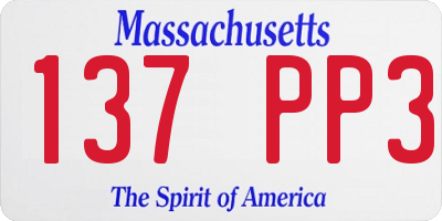 MA license plate 137PP3