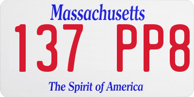MA license plate 137PP8