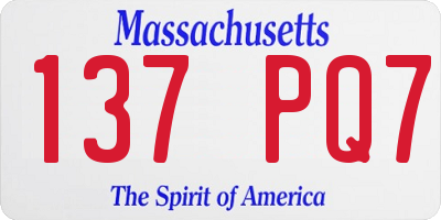 MA license plate 137PQ7