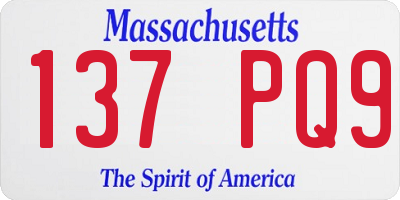 MA license plate 137PQ9