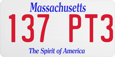 MA license plate 137PT3