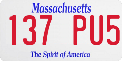 MA license plate 137PU5