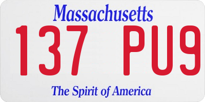 MA license plate 137PU9