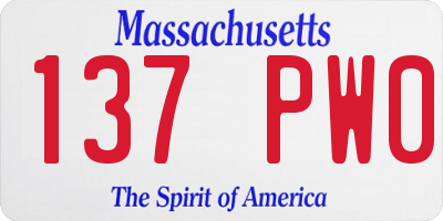 MA license plate 137PW0