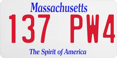 MA license plate 137PW4