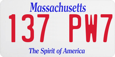 MA license plate 137PW7
