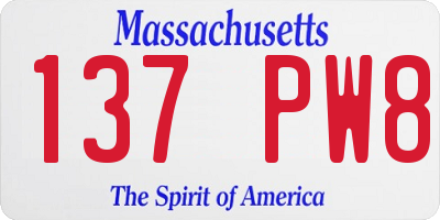 MA license plate 137PW8