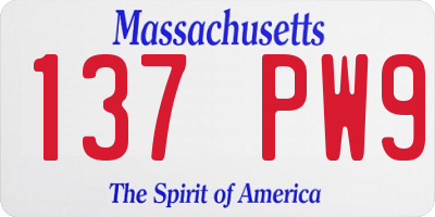 MA license plate 137PW9
