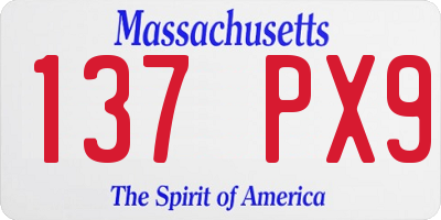 MA license plate 137PX9