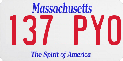 MA license plate 137PY0