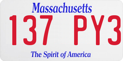MA license plate 137PY3