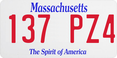 MA license plate 137PZ4
