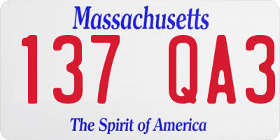 MA license plate 137QA3
