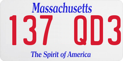 MA license plate 137QD3
