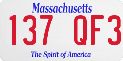 MA license plate 137QF3