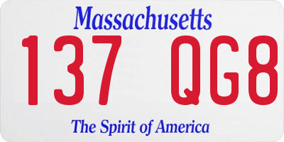 MA license plate 137QG8