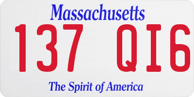 MA license plate 137QI6