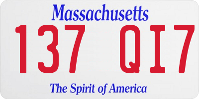 MA license plate 137QI7