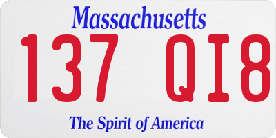 MA license plate 137QI8