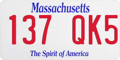 MA license plate 137QK5