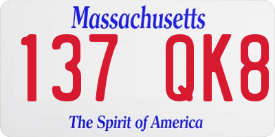 MA license plate 137QK8