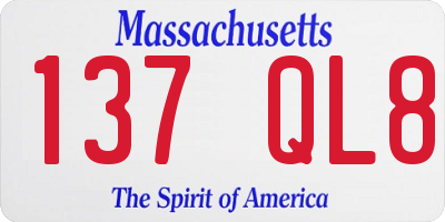 MA license plate 137QL8