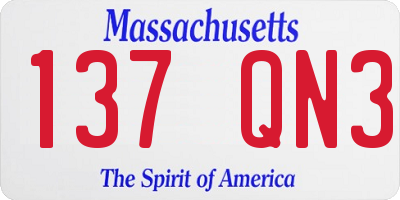 MA license plate 137QN3