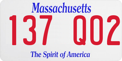 MA license plate 137QO2
