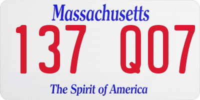 MA license plate 137QO7