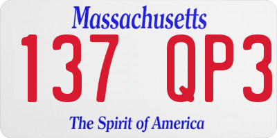 MA license plate 137QP3