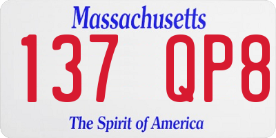 MA license plate 137QP8
