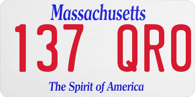 MA license plate 137QR0