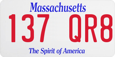 MA license plate 137QR8