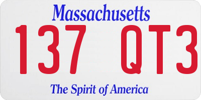 MA license plate 137QT3