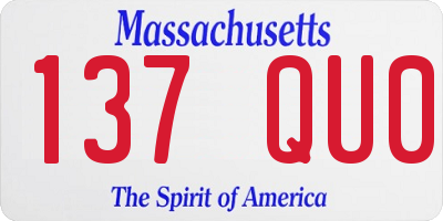 MA license plate 137QU0