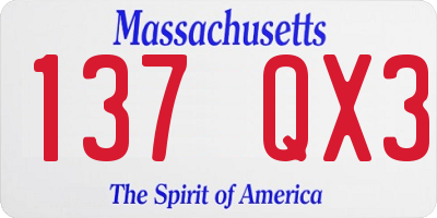 MA license plate 137QX3
