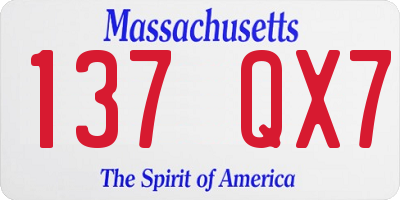 MA license plate 137QX7