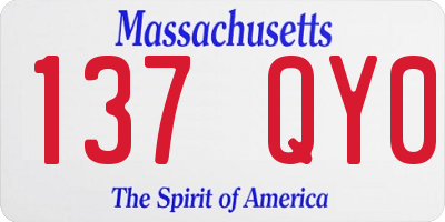 MA license plate 137QY0