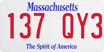 MA license plate 137QY3