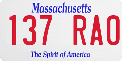 MA license plate 137RA0