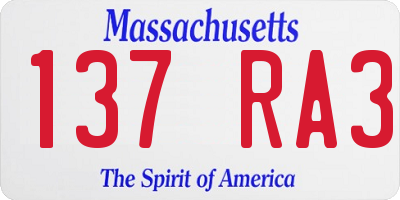 MA license plate 137RA3