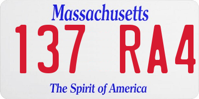 MA license plate 137RA4