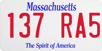 MA license plate 137RA5