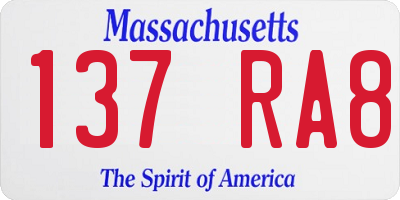 MA license plate 137RA8