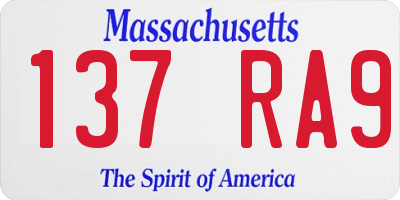 MA license plate 137RA9