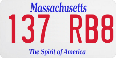 MA license plate 137RB8