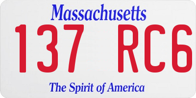 MA license plate 137RC6