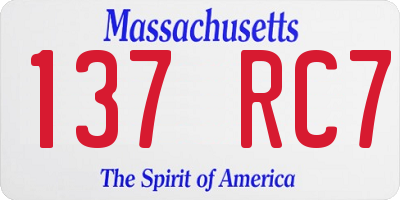 MA license plate 137RC7