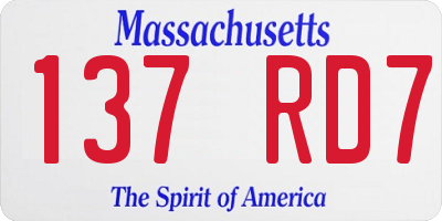 MA license plate 137RD7