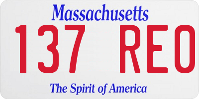 MA license plate 137RE0